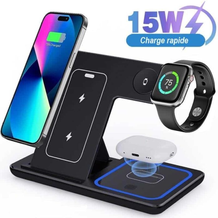 3-in-1 Wireless Charging Station for iPhone - Fast, Space-Saving Induction Dock