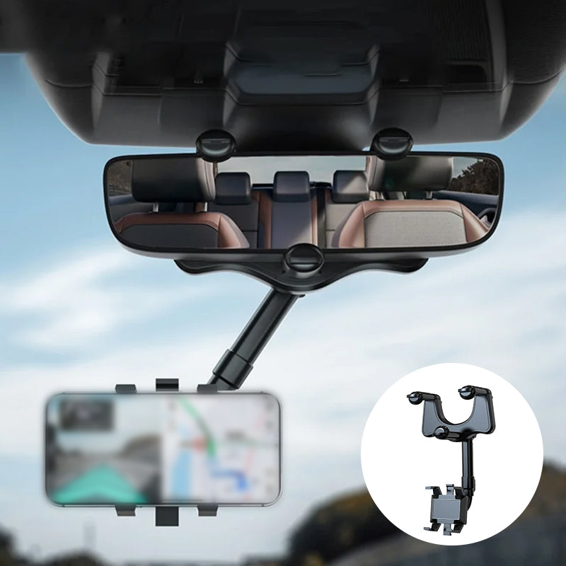 360° Swivel Car Mirror Phone Holder – Multifunctional, Hands-Free Mount for Safe Driving