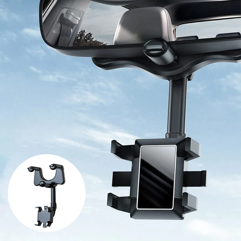 360° Swivel Car Mirror Phone Holder – Multifunctional, Hands-Free Mount for Safe Driving