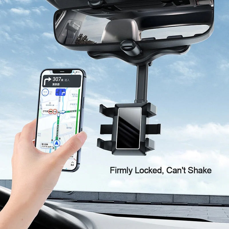 360° Swivel Car Mirror Phone Holder – Multifunctional, Hands-Free Mount for Safe Driving
