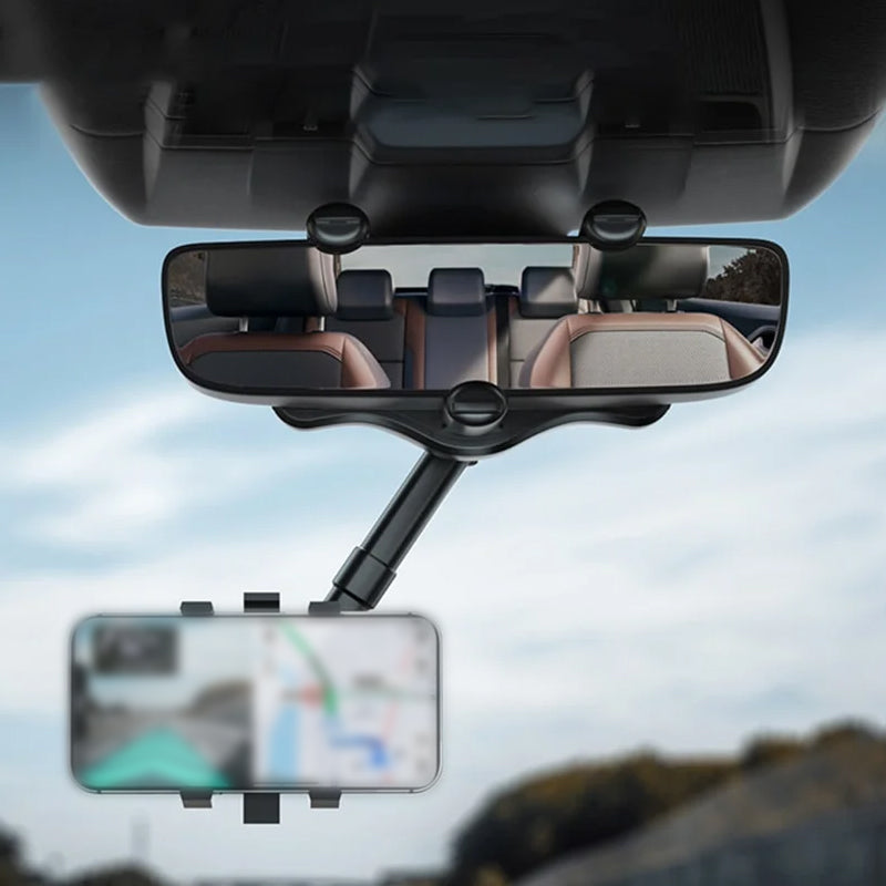 360° Swivel Car Mirror Phone Holder – Multifunctional, Hands-Free Mount for Safe Driving
