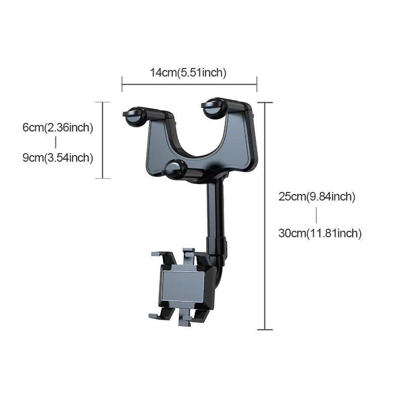 360° Swivel Car Mirror Phone Holder – Multifunctional, Hands-Free Mount for Safe Driving