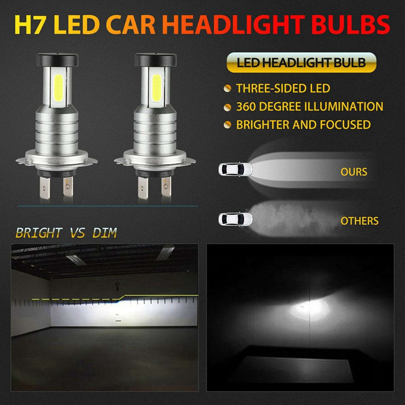 4x H7 LED Headlight Bulb Kit - Ultra-Bright, Easy-Install Headlamp Upgrade