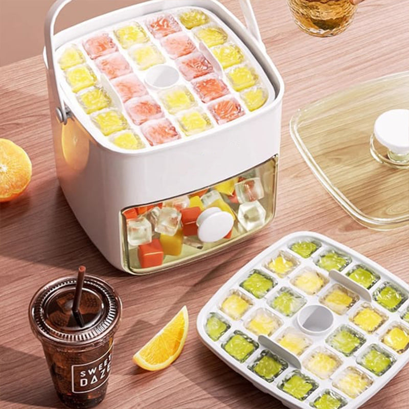 Two-Stage Push-In Ice Cube Tray for Easy-Release Ice Cubes