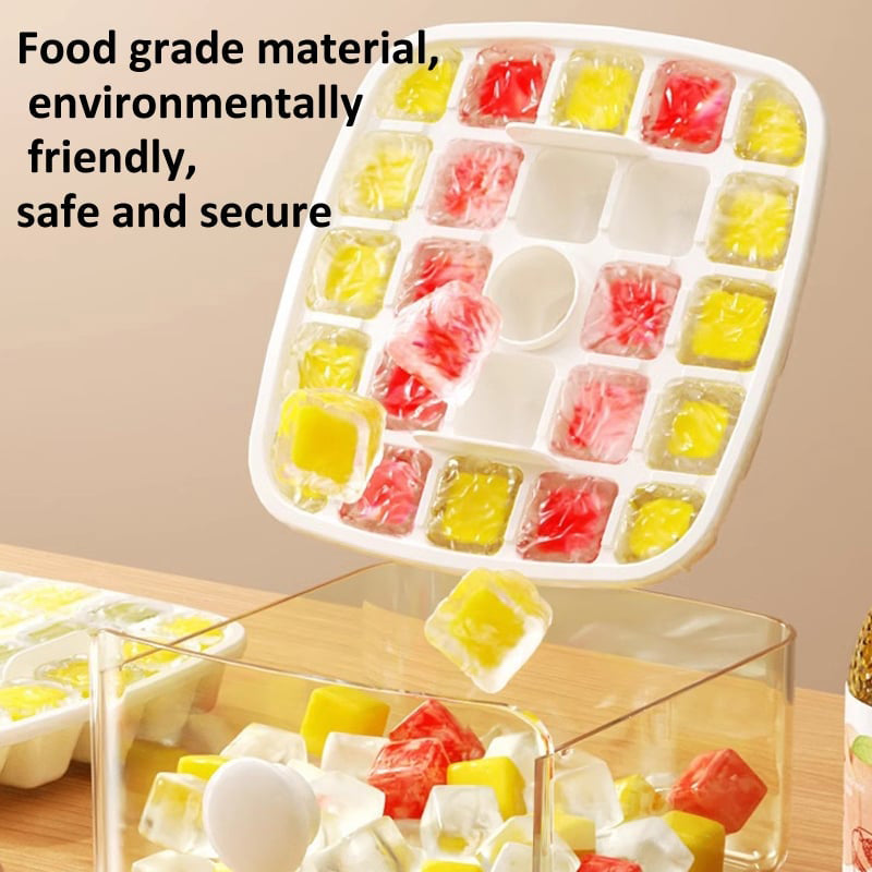 Two-Stage Push-In Ice Cube Tray for Easy-Release Ice Cubes