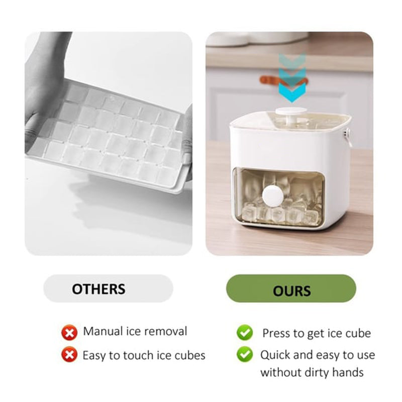 Two-Stage Push-In Ice Cube Tray for Easy-Release Ice Cubes