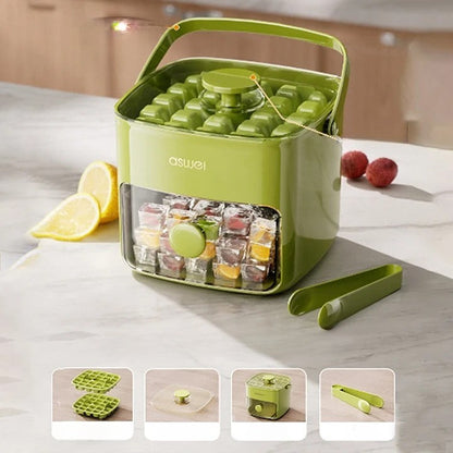 Two-Stage Push-In Ice Cube Tray for Easy-Release Ice Cubes
