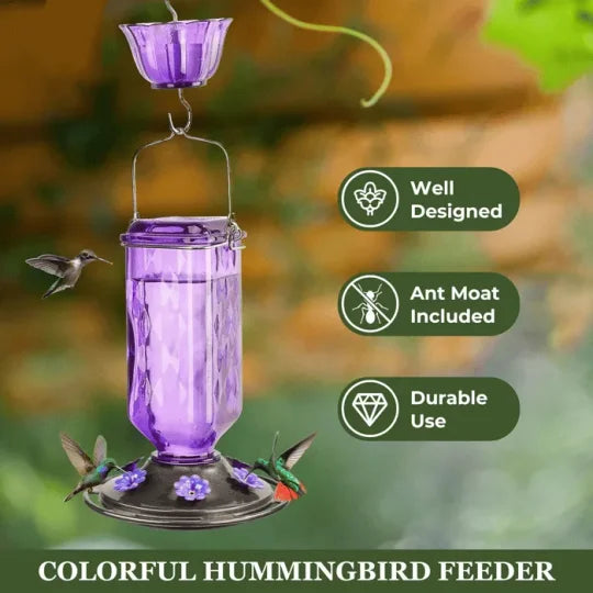 24 oz Glass Hummingbird Feeder with Leak-Proof Design