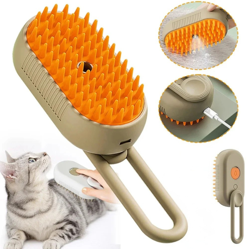 3-in-1 Pet Steam Grooming Brush - Deep Clean, Detangle & Shine