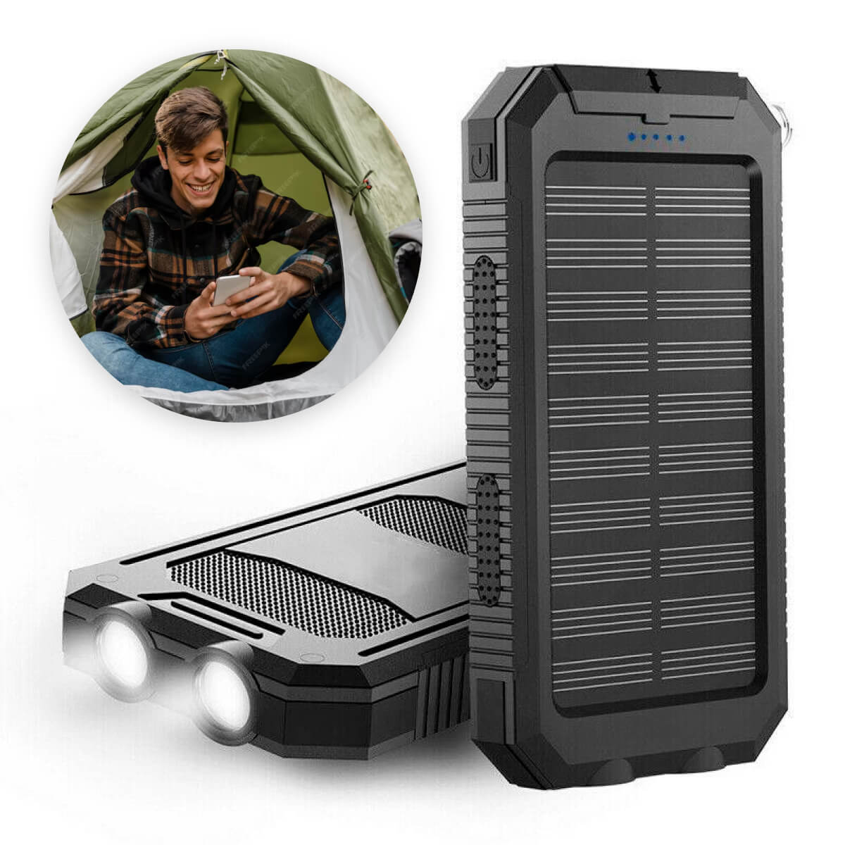 500,000mAh Solar Power Bank – Waterproof, Portable External Battery Pack