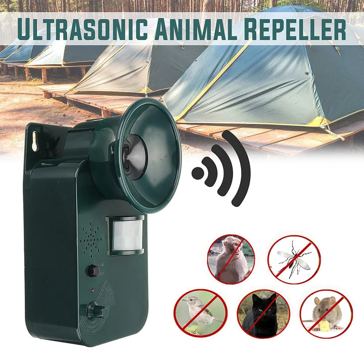 5000 sq ft Ultrasonic Cordless Pest Repeller – 9V DC Outdoor Animal Deterrent for Safe, Effective Repulsion of Various Animals
