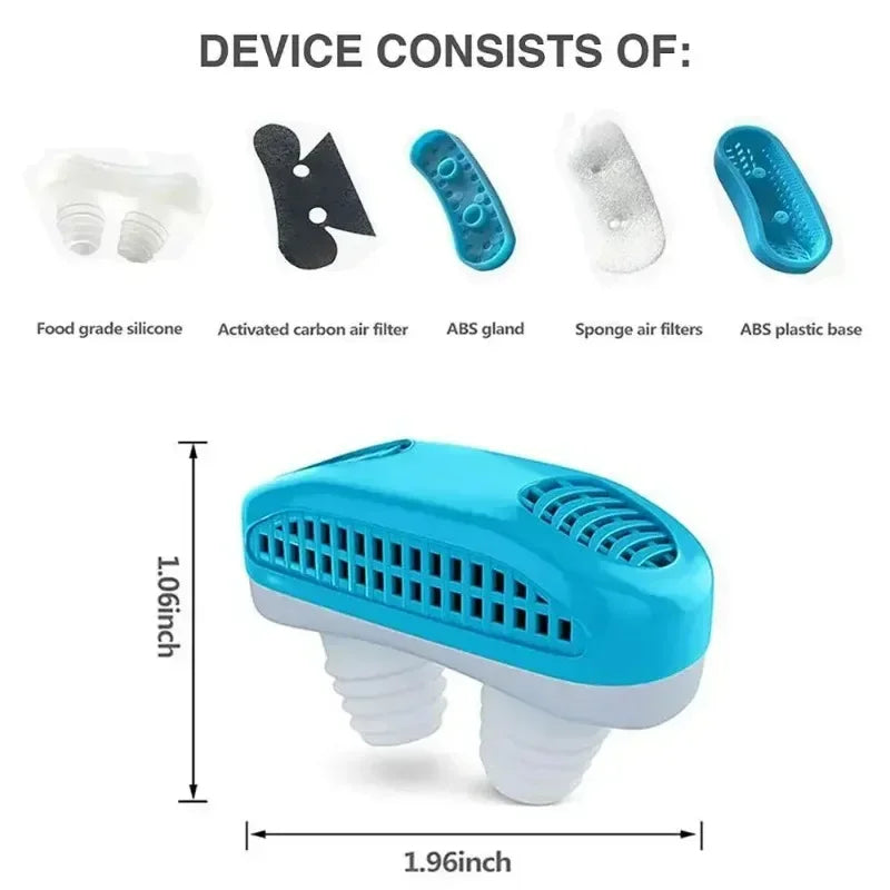 2-in-1 Snore-Reduction Device and Air-Purifying Nose Clip for Peaceful Sleep