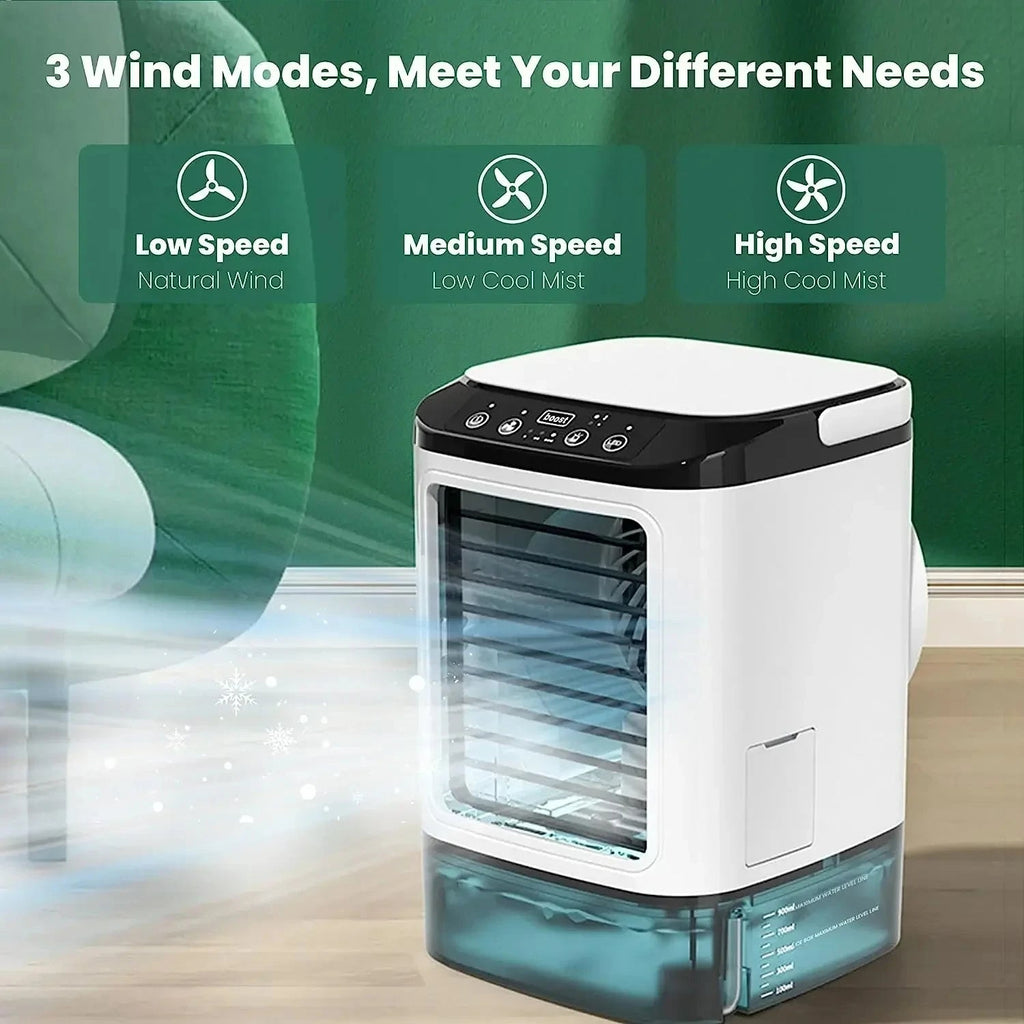 3-Speed Portable Aircon with Ultrasonic Cooling – Compact, On-the-Go Cooling