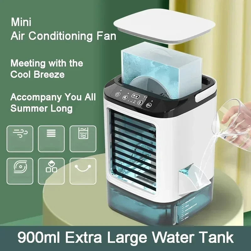 3-Speed Portable Aircon with Ultrasonic Cooling – Compact, On-the-Go Cooling