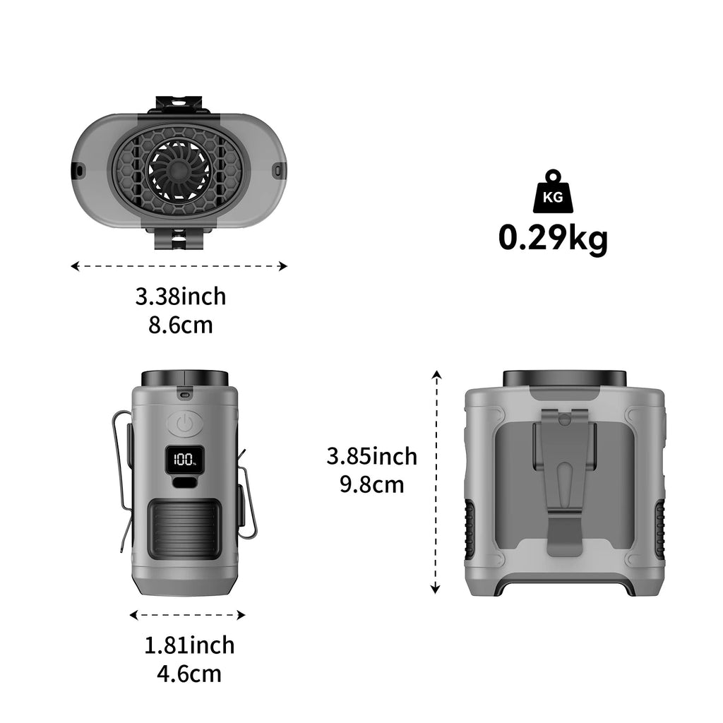 10000mAh Outdoor Portable Waist Fan — Hands-Free Personal Cooling On The Go