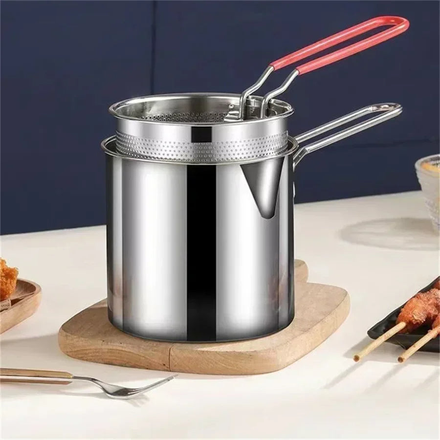 Premium 1200ML Deep Fryer Pot with Strainer for Easy, Crispy Frying