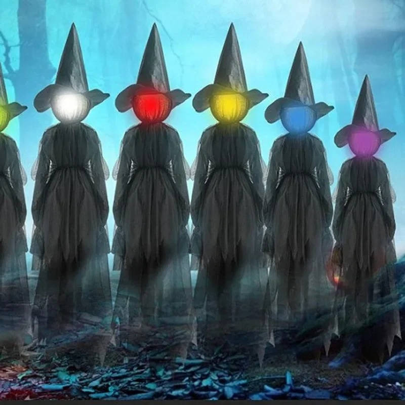 3-Piece Indoor/Outdoor Halloween Decor Set — Sound-Activated Hand-Holding Witch