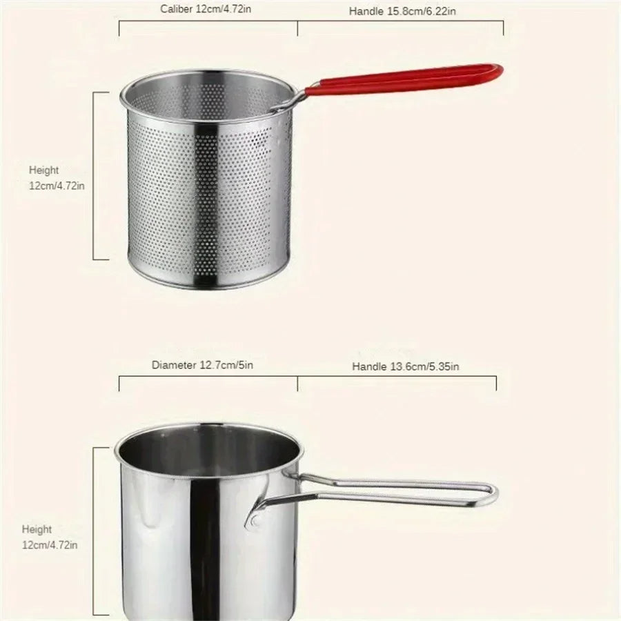 Premium 1200ML Deep Fryer Pot with Strainer for Easy, Crispy Frying