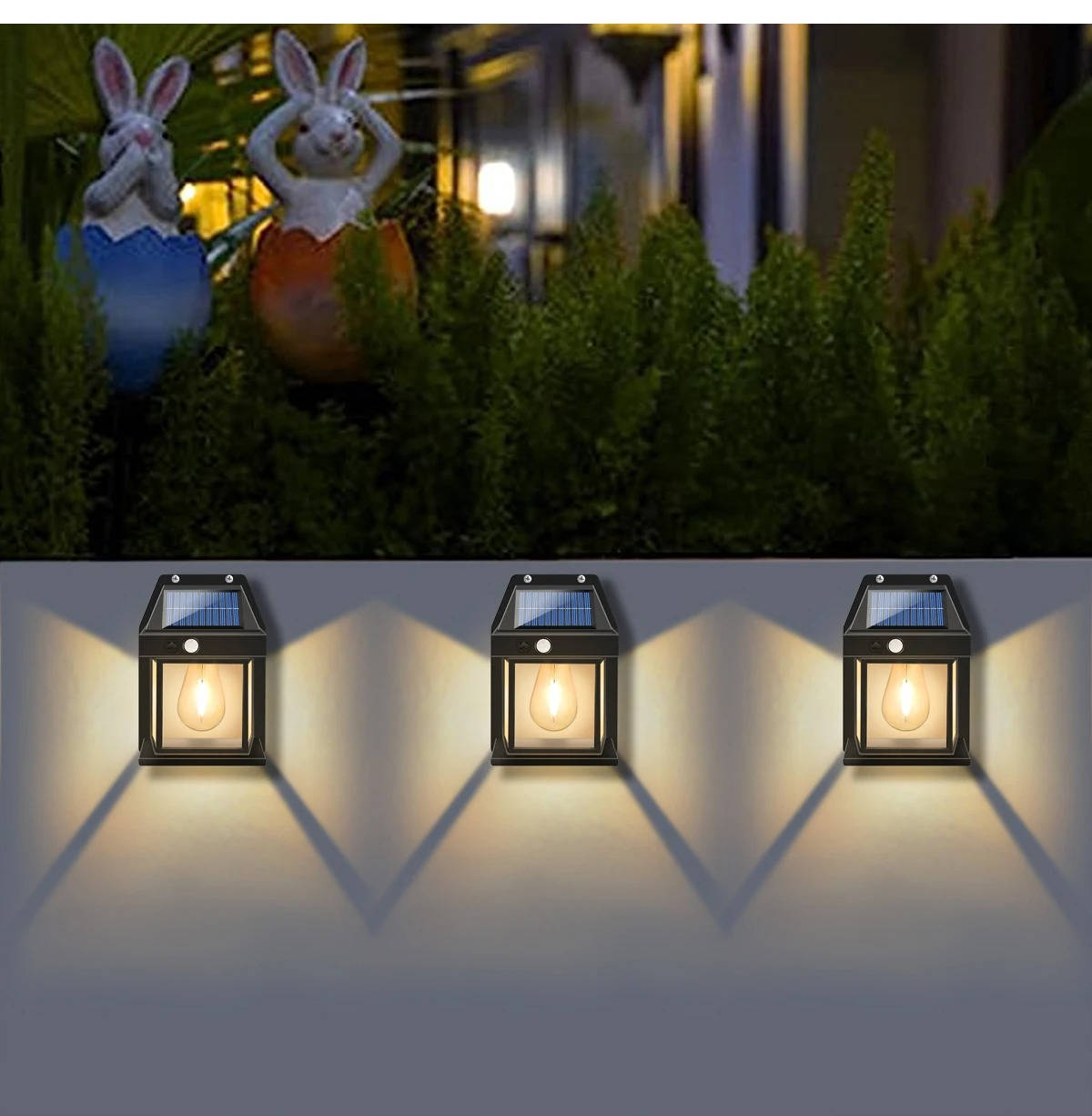 2-Pack Outdoor Solar Wall Lamps
