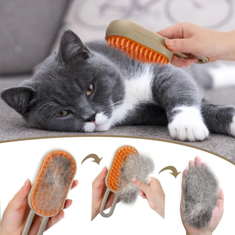 3-in-1 Pet Steam Grooming Brush - Deep Clean, Detangle & Shine