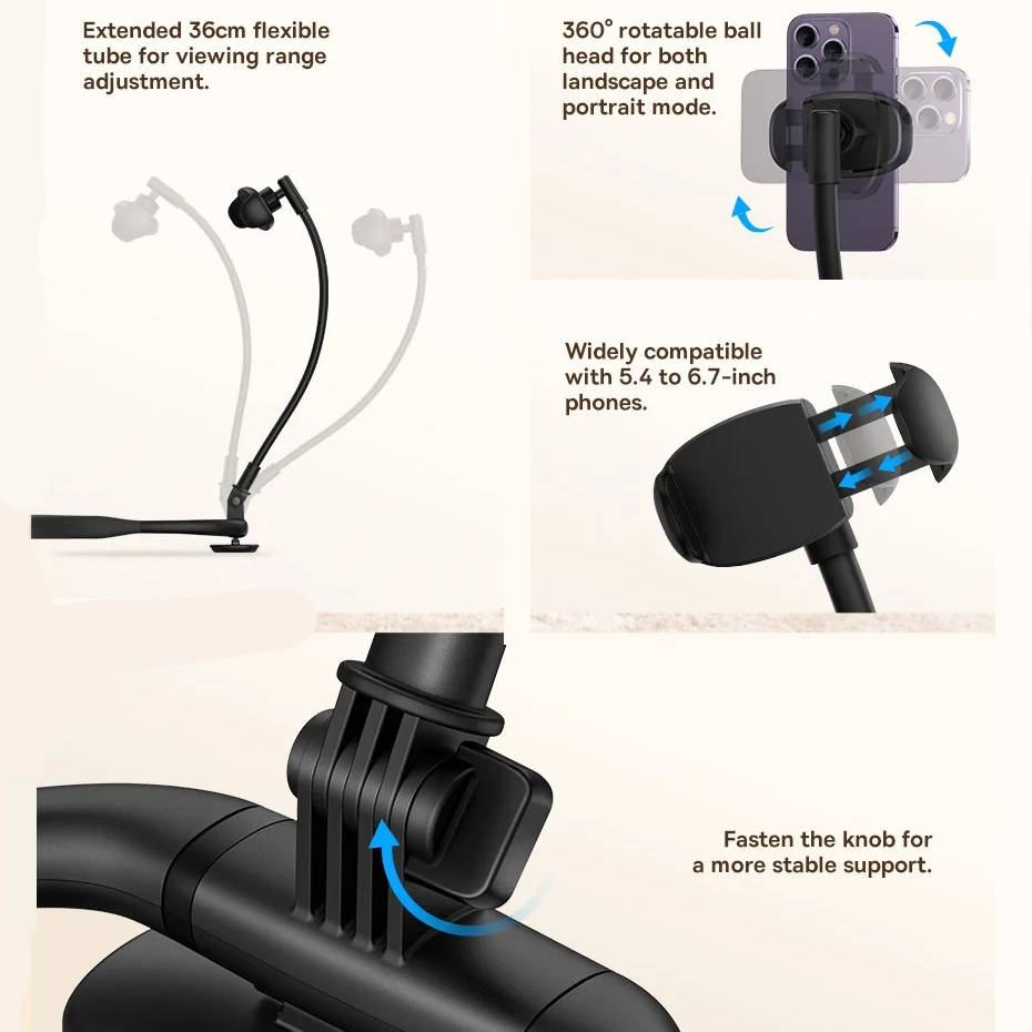 Adjustable Phone Holder for Desk, Bed, and Mattress – Multi-Angle, Hands-Free Viewing Stand