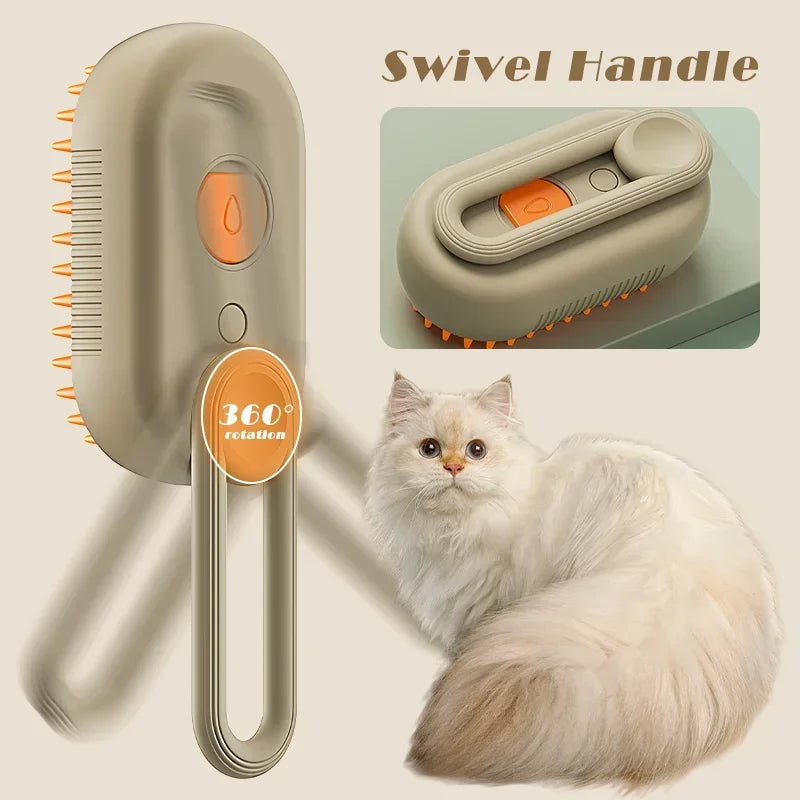 3-in-1 Pet Steam Grooming Brush - Deep Clean, Detangle & Shine