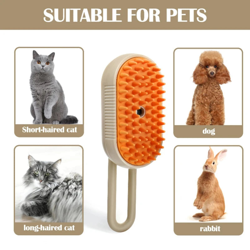 3-in-1 Pet Steam Grooming Brush - Deep Clean, Detangle & Shine