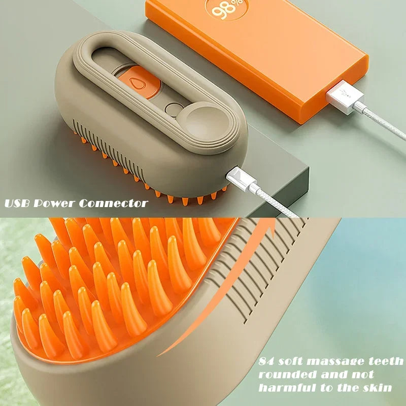 3-in-1 Pet Steam Grooming Brush - Deep Clean, Detangle & Shine