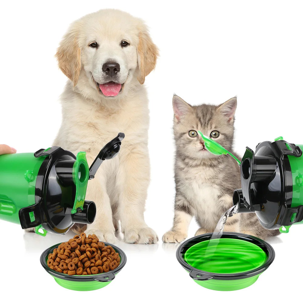 2-in-1 Collapsible Pet Water Bottle & Feeder