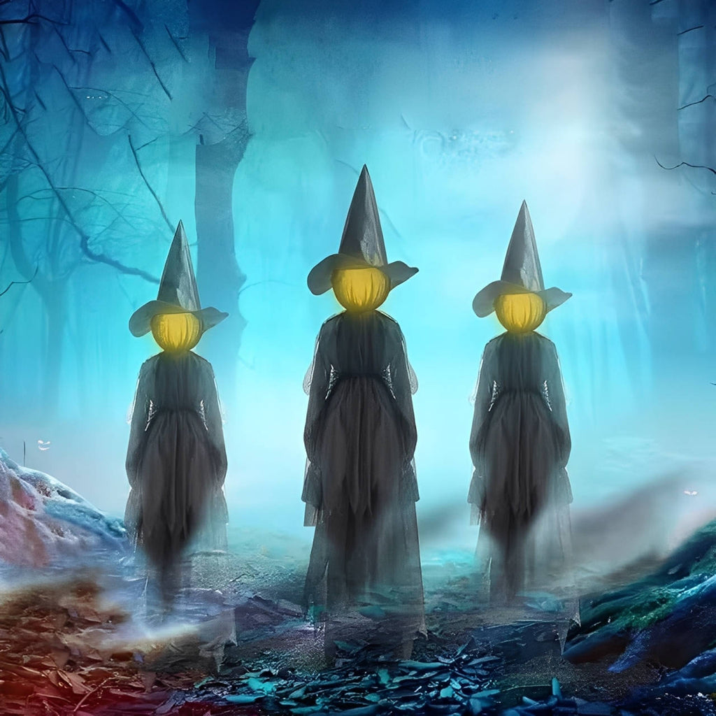 3-Piece Indoor/Outdoor Halloween Decor Set — Sound-Activated Hand-Holding Witch