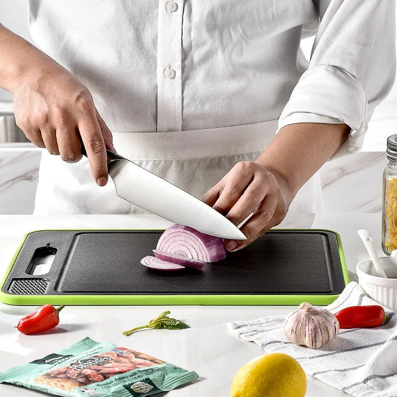 All-in-One 4-in-1 Cutting Board with Thawing Tray and Knife Sharpener