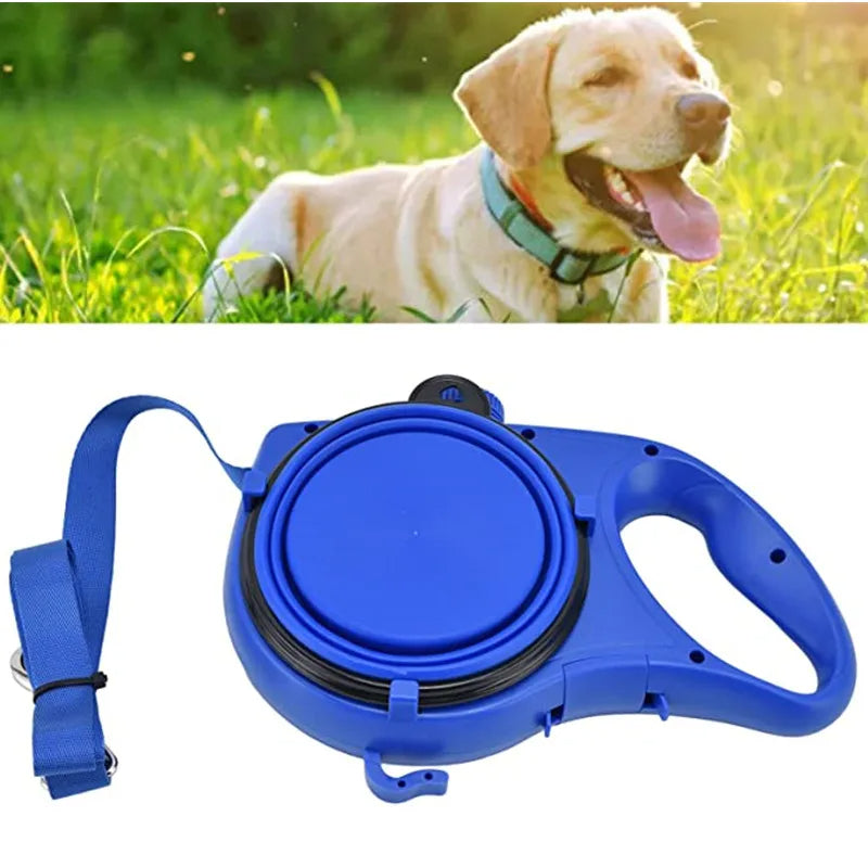 All-in-One 4-in-1 Dog Leash with Integrated Water Bottle and Bowl