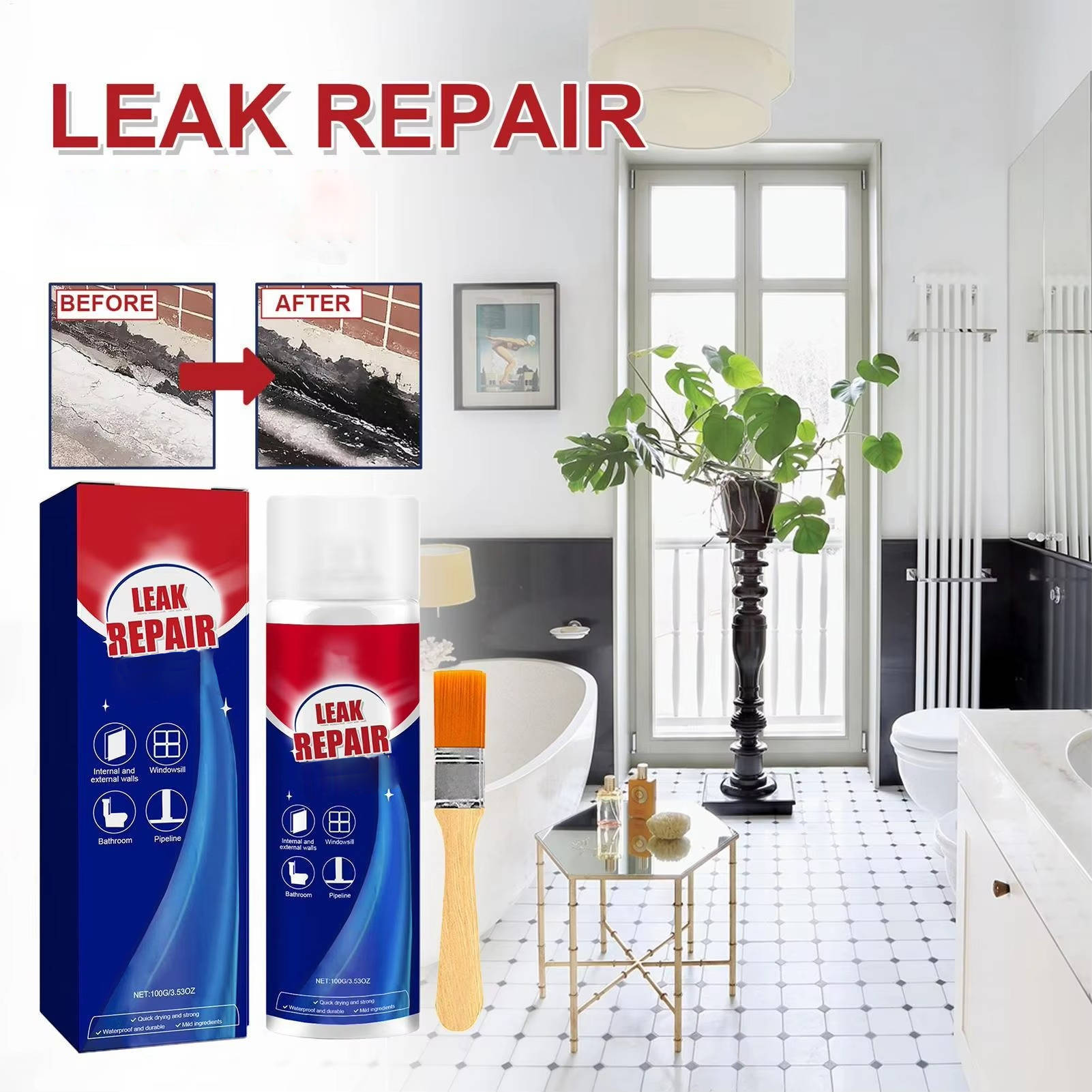 2-Pack All-Purpose Waterproof Sealant Spray for Leak Repair