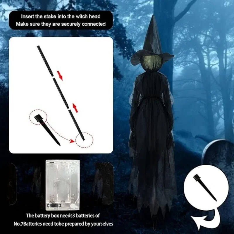3-Piece Indoor/Outdoor Halloween Decor Set — Sound-Activated Hand-Holding Witch