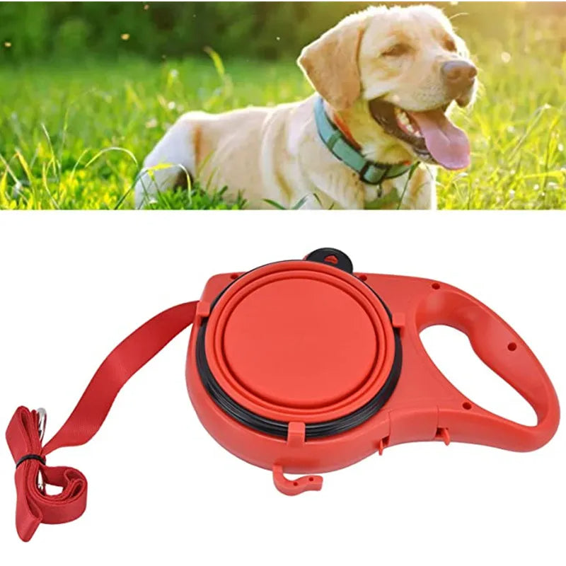 All-in-One 4-in-1 Dog Leash with Integrated Water Bottle and Bowl