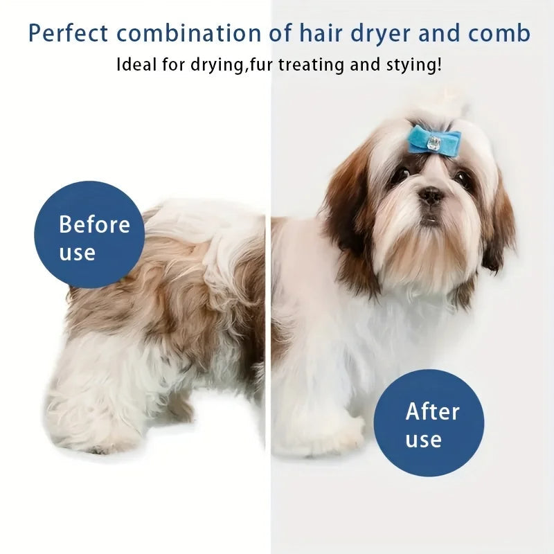 All-in-One Dog Grooming Tool: Hair Dryer & Grooming Brush