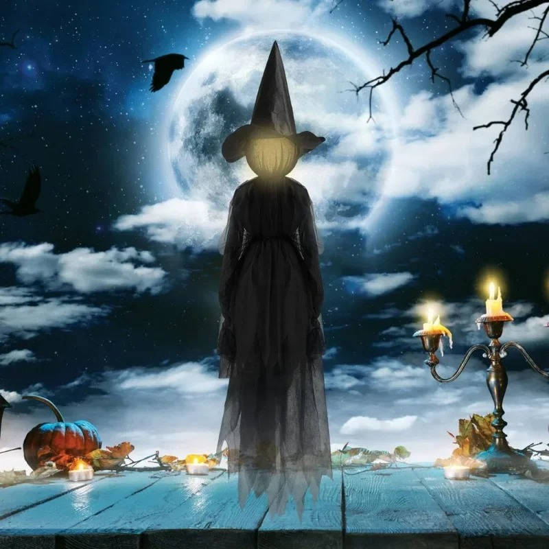 3-Piece Indoor/Outdoor Halloween Decor Set — Sound-Activated Hand-Holding Witch