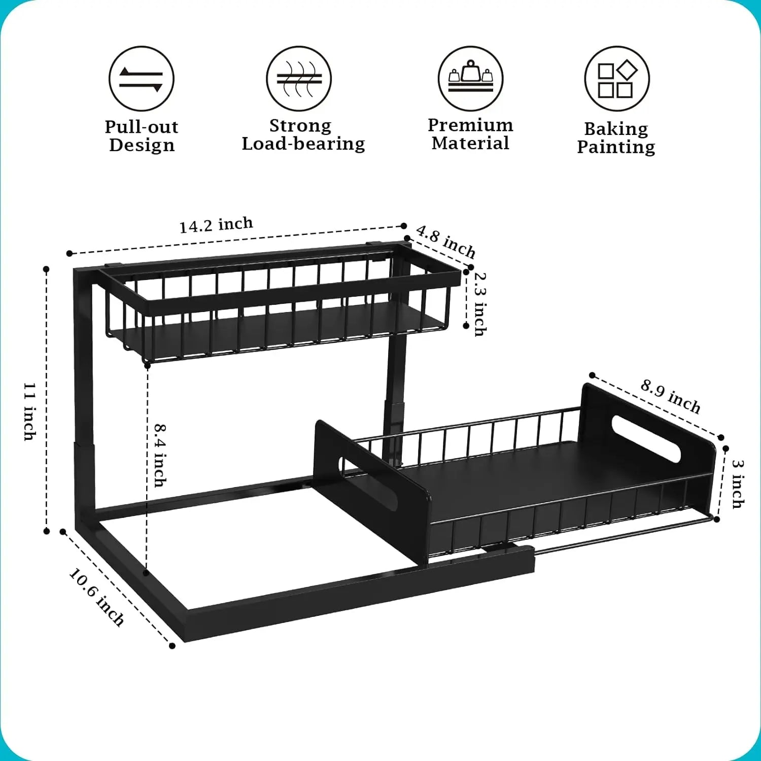 Dual-Tier Slide-Out Under-Sink Organizer for Easy Cabinet Storage