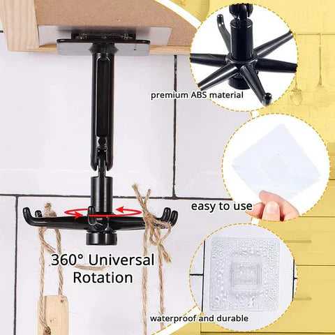 360° Swivel Self-Adhesive Utility Hook — Easy, Space-Saving Hanging Solution