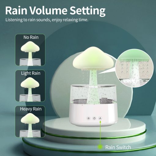 2-in-1 Desk Lamp & Humidifier - Rain Cloud Aromatherapy Diffuser with Essential Oils, Zen Diffuser & Night Light Rain Cloud Mushroom Lamp