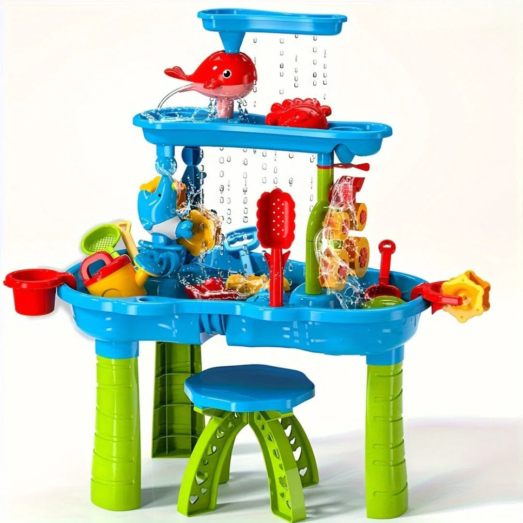 All-In-One Outdoor Sand & Water Play Table for Kids - 3-in-1 Fun