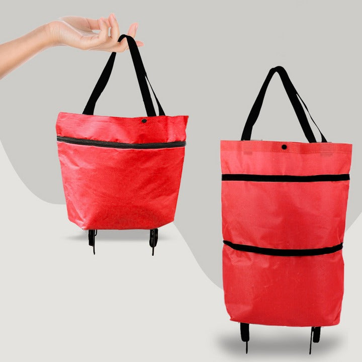 Compact 2-in-1 Foldable Shopping Bag with Wheels for Effortless Transport