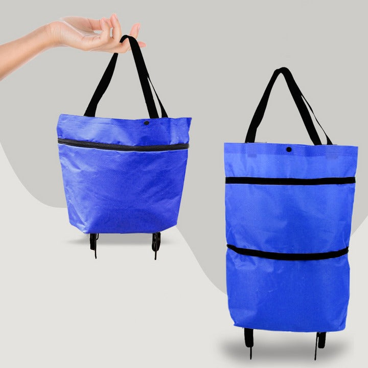 Compact 2-in-1 Foldable Shopping Bag with Wheels for Effortless Transport