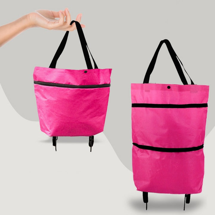 Compact 2-in-1 Foldable Shopping Bag with Wheels for Effortless Transport