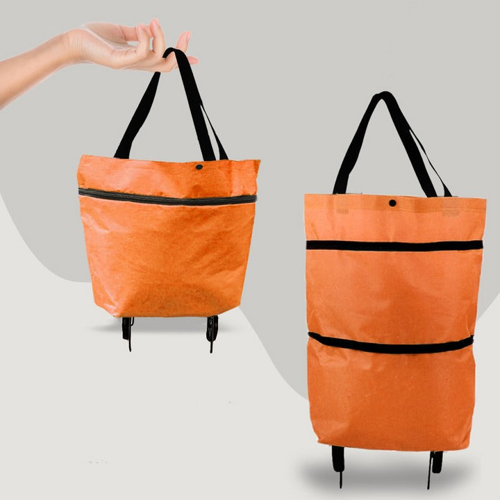 Compact 2-in-1 Foldable Shopping Bag with Wheels for Effortless Transport