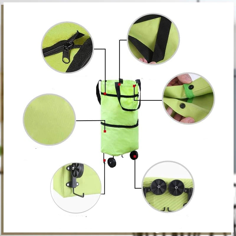 Compact 2-in-1 Foldable Shopping Bag with Wheels for Effortless Transport