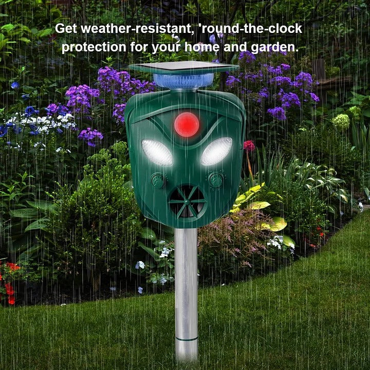 Solar-Powered 360° Ultrasonic Animal Deterrent for Yard & Garden