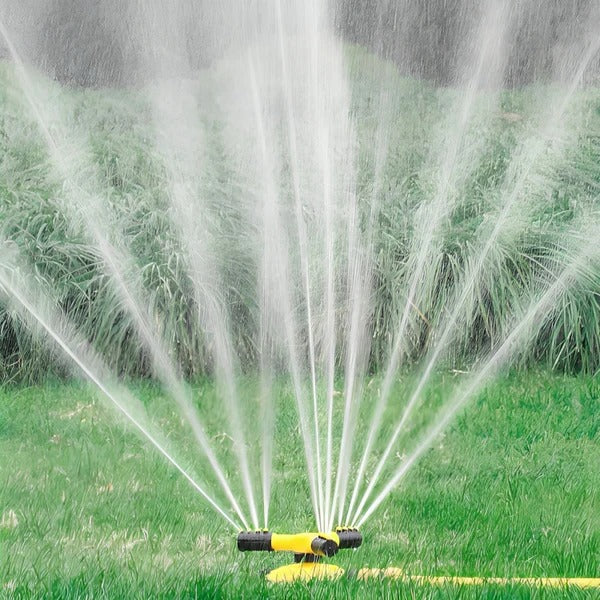 360-Degree Rotating Lawn Sprinkler for Even Watering and Uniform Coverage
