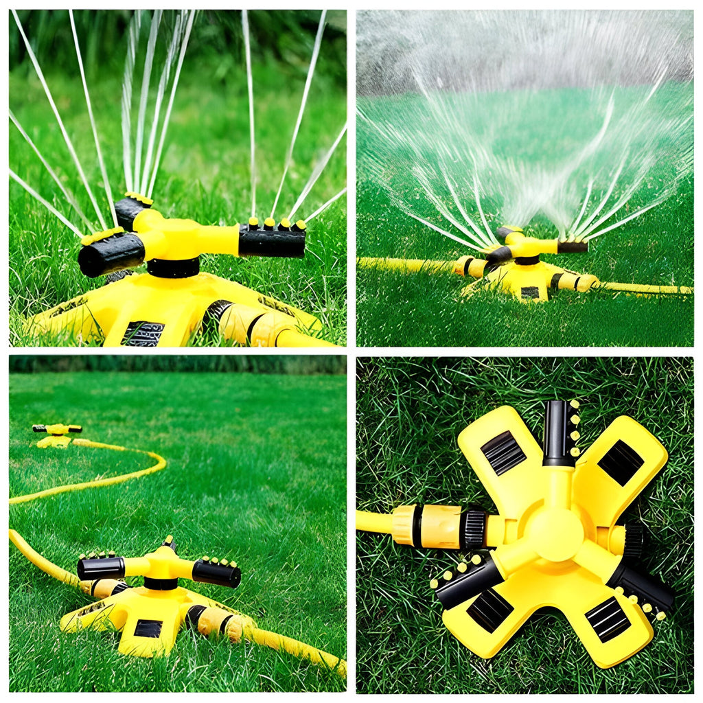 360-Degree Rotating Lawn Sprinkler for Even Watering and Uniform Coverage