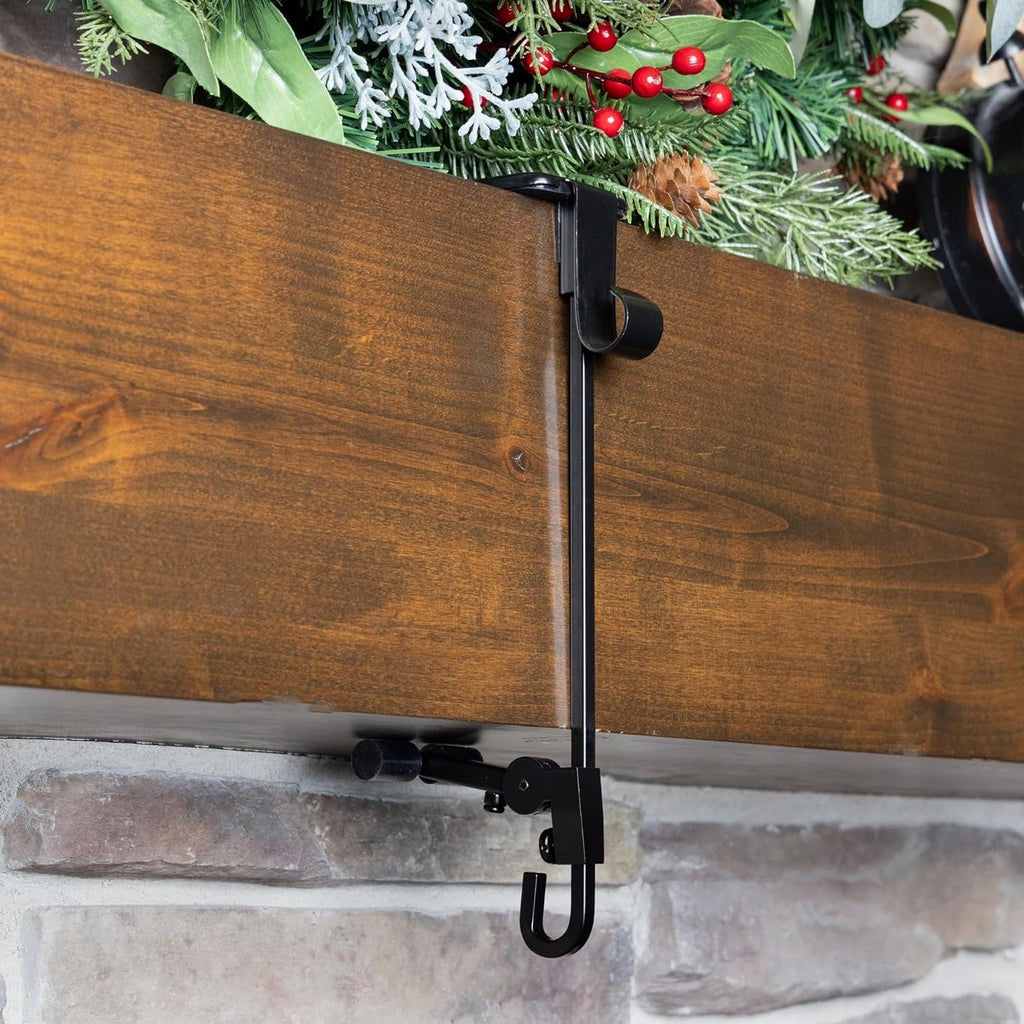 Adjustable Fireplace Stocking and Garland Hanger Set – Secure, Easy-Install Holiday Decor Display
